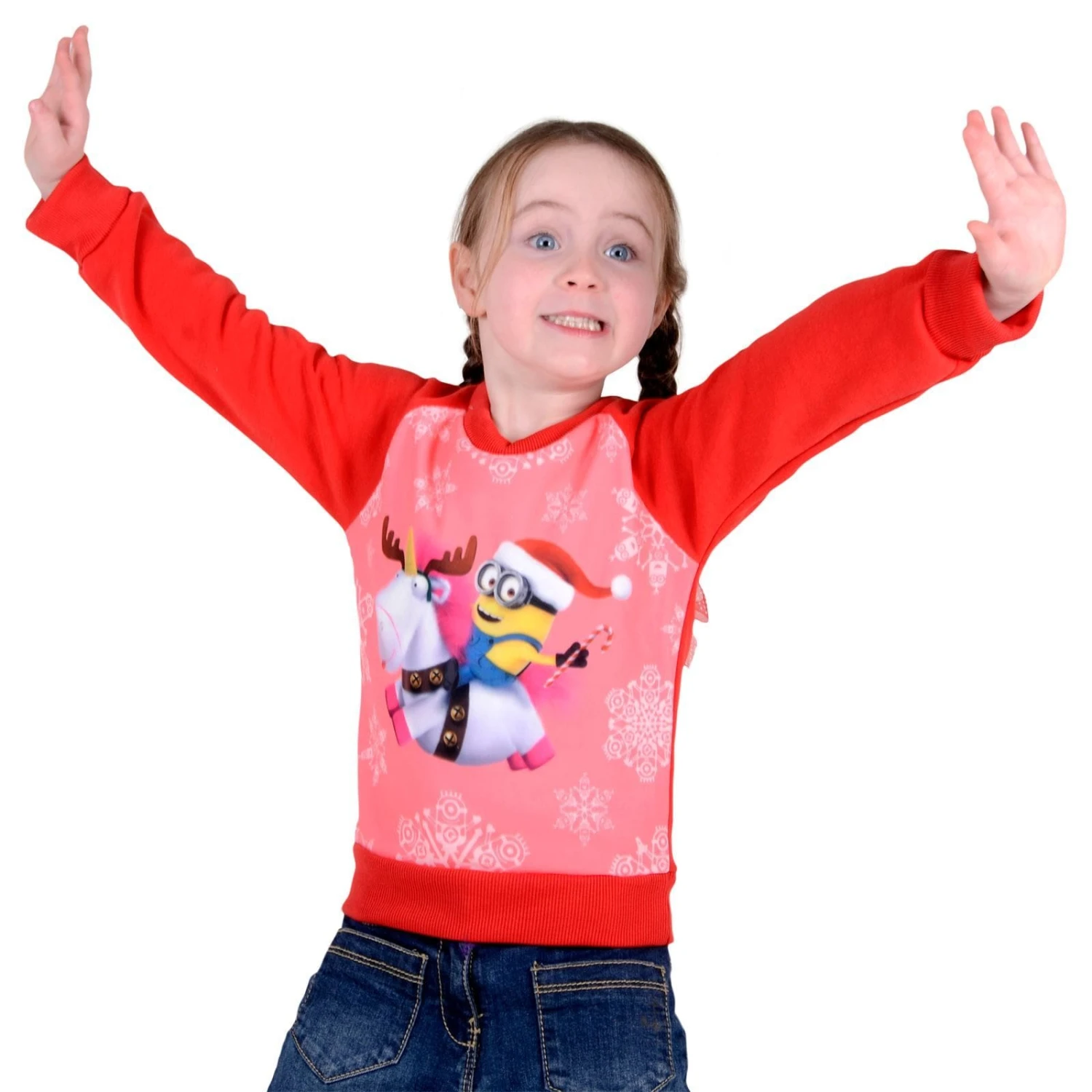 Girls Disney Frozen /Minions Despicable Me Christmas Jumper 4 Girls Disney Frozen /Minions Despicable Me Christmas Jumper - Image 2