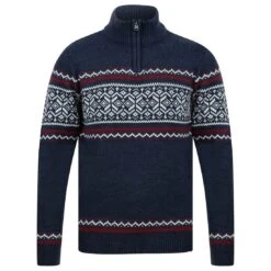 Mens Fair Isle Christmas Jumper Traditional Style Knit 1/4 Zip -Halloween Supply Store 1A15309 blue 1600 1 opt 72270.1601044513.1100.1100