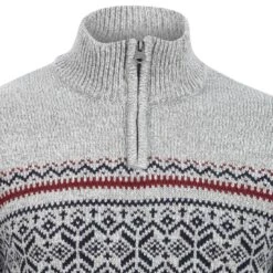 Mens Fair Isle Christmas Jumper Traditional Style Knit 1/4 Zip -Halloween Supply Store 1A15309 grey 1600 3 opt 44002.1601044458.1100.1100