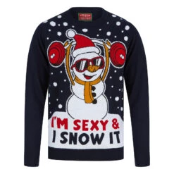 Mens Weightlifting Snowman Sexy & I Snow It Christmas Jumper -Halloween Supply Store 1A189591F 1.opt