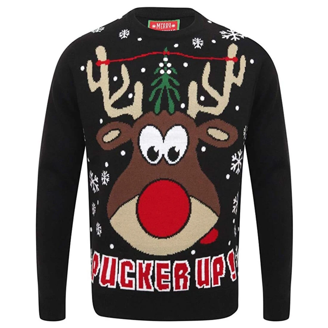 Mens Novelty Christmas Jumper Pucker Up Mistletoe Reindeer 3 Mens Novelty Christmas Jumper Pucker Up Mistletoe Reindeer