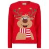 Womens Sequin Reindeer Christmas Jumper -Halloween Supply Store 3A190171A 1.opt