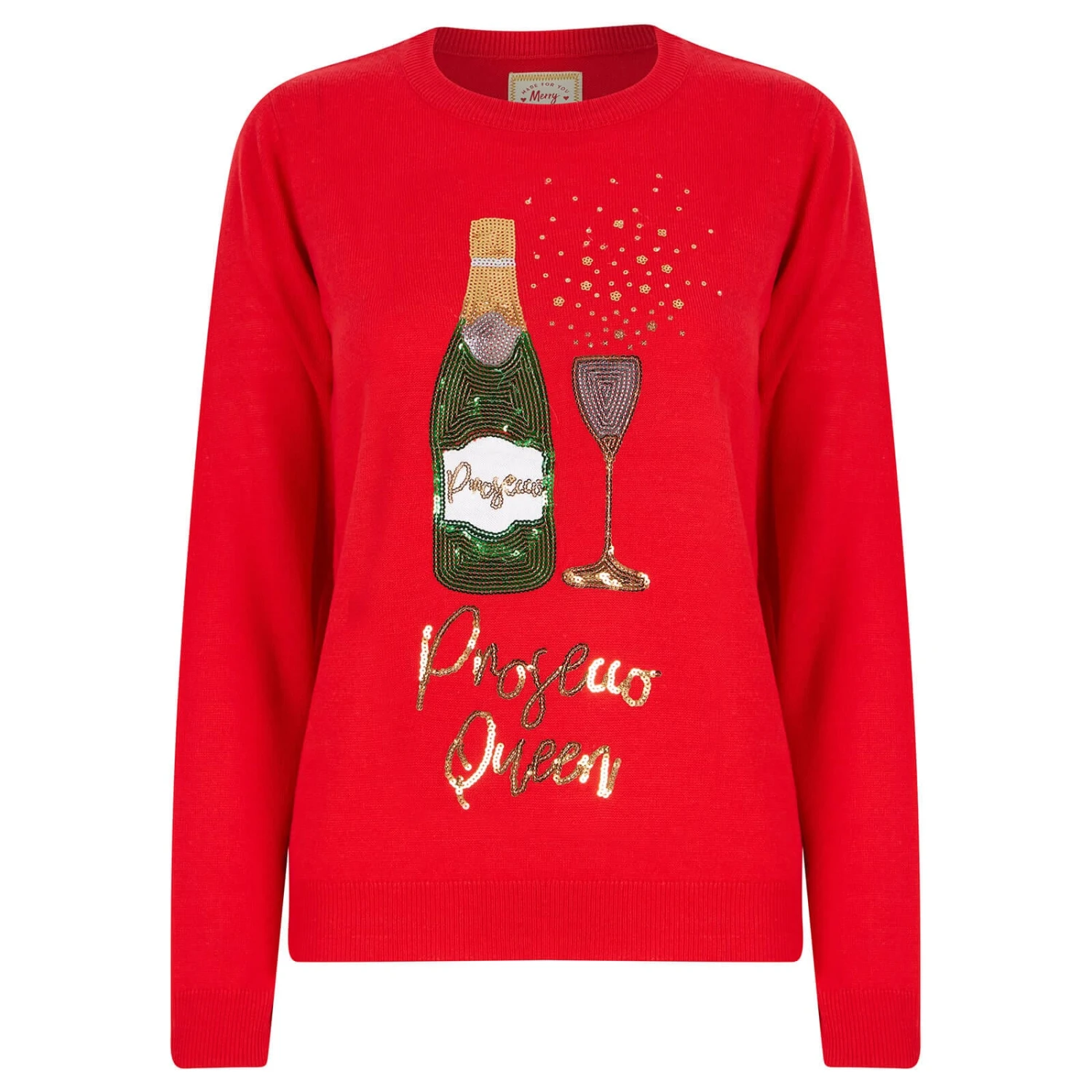 Womens Prosecco Queen Sequin Christmas Jumper 3 Womens Prosecco Queen Sequin Christmas Jumper