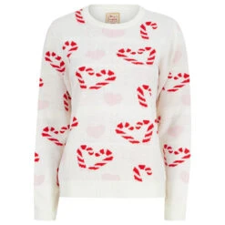 Womens Candy Cane Love Christmas Jumper -Halloween Supply Store 3A190211F 1.opt
