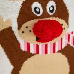 Kids Waving Reindeer Pom Pom Nose Christmas Jumper -Halloween Supply Store 4A190271A 3.opt