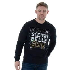 Mens Novelty Christmas Jumper Sweatshirt Sleigh Bells Bling -Halloween Supply Store 614279a5 2732 4ad3 b0d0 52ff83a89bf9