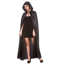 Deluxe Satin Hooded Cape Black Vampire Goth Widow Fancy Dress -Halloween Supply Store AC 9406 1600 1 99238.1566567839.1100.1100