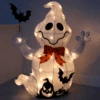 Light Up Ghost With Bat Halloween Decoration White LED 74cm 1 Light Up Ghost With Bat Halloween Decoration White LED 74cm -Halloween Supply Store BatGhost