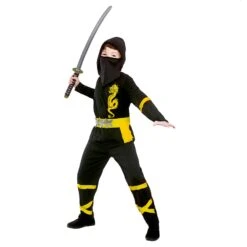 Kids Power Ninja Japanese Fighter Black Halloween Costume -Halloween Supply Store EB 4145 opt