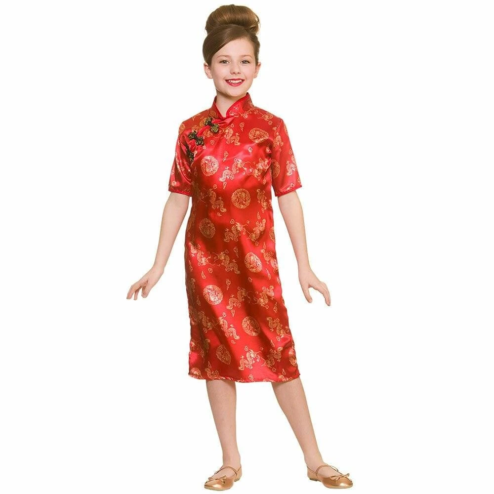 Chinese Girl Fancy Dress Costume Red Gold Dragon Halloween 3 Chinese Girl Fancy Dress Costume Red Gold Dragon Halloween