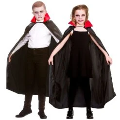 Kids Deluxe Satin Vampire Cape Black Cloak Red Collar 95cm -Halloween Supply Store EGB 4921 1600 3 04340.1568363290.1100.1100
