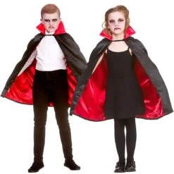 Kids Super Deluxe Vampire Cape Black Cloak Red Lining 70cm -Halloween Supply Store EGB 4922 1600 3 25976.1568363514.1100.1100