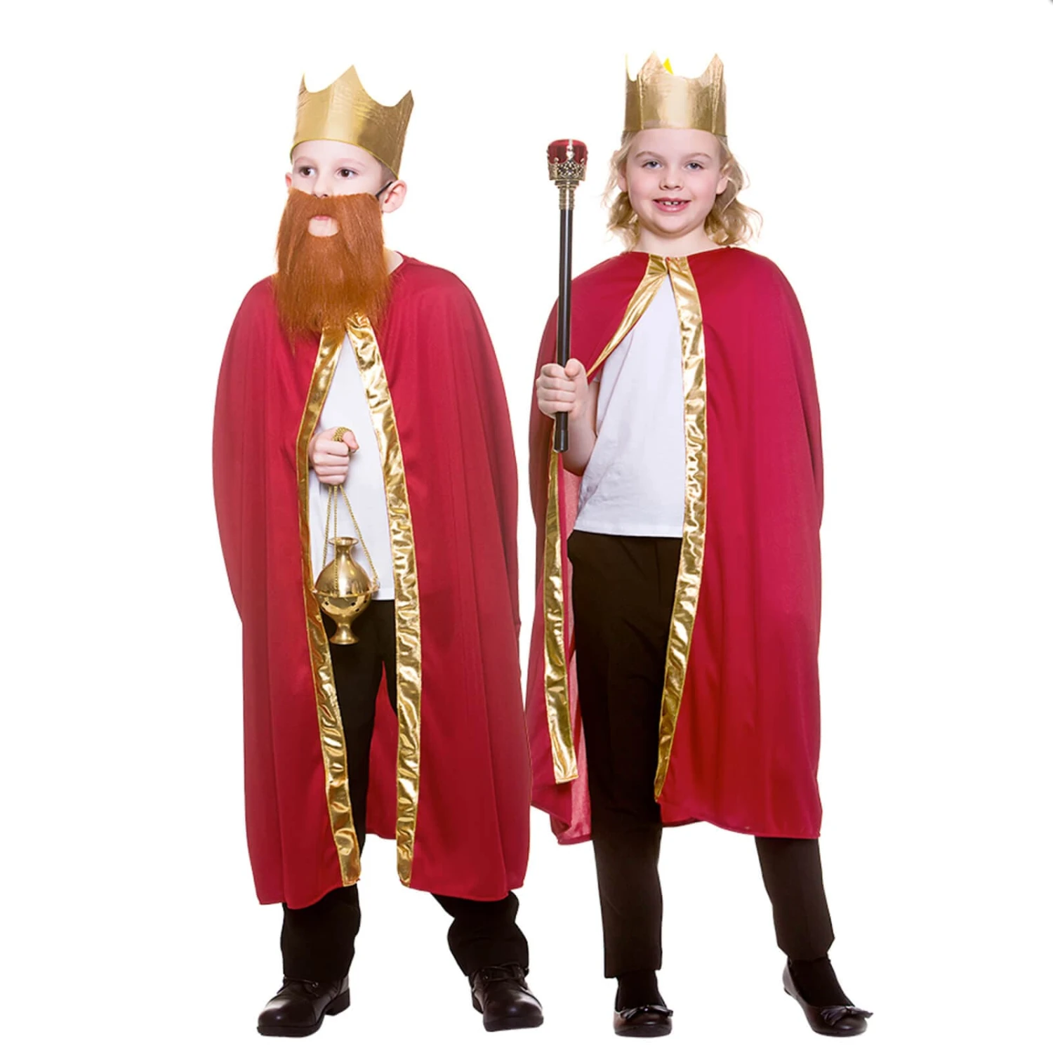Childs King Queen Robe & Crown Set Gold Trim Fancy Dress 85cm 4 Childs King Queen Robe & Crown Set Gold Trim Fancy Dress 85cm - Image 2