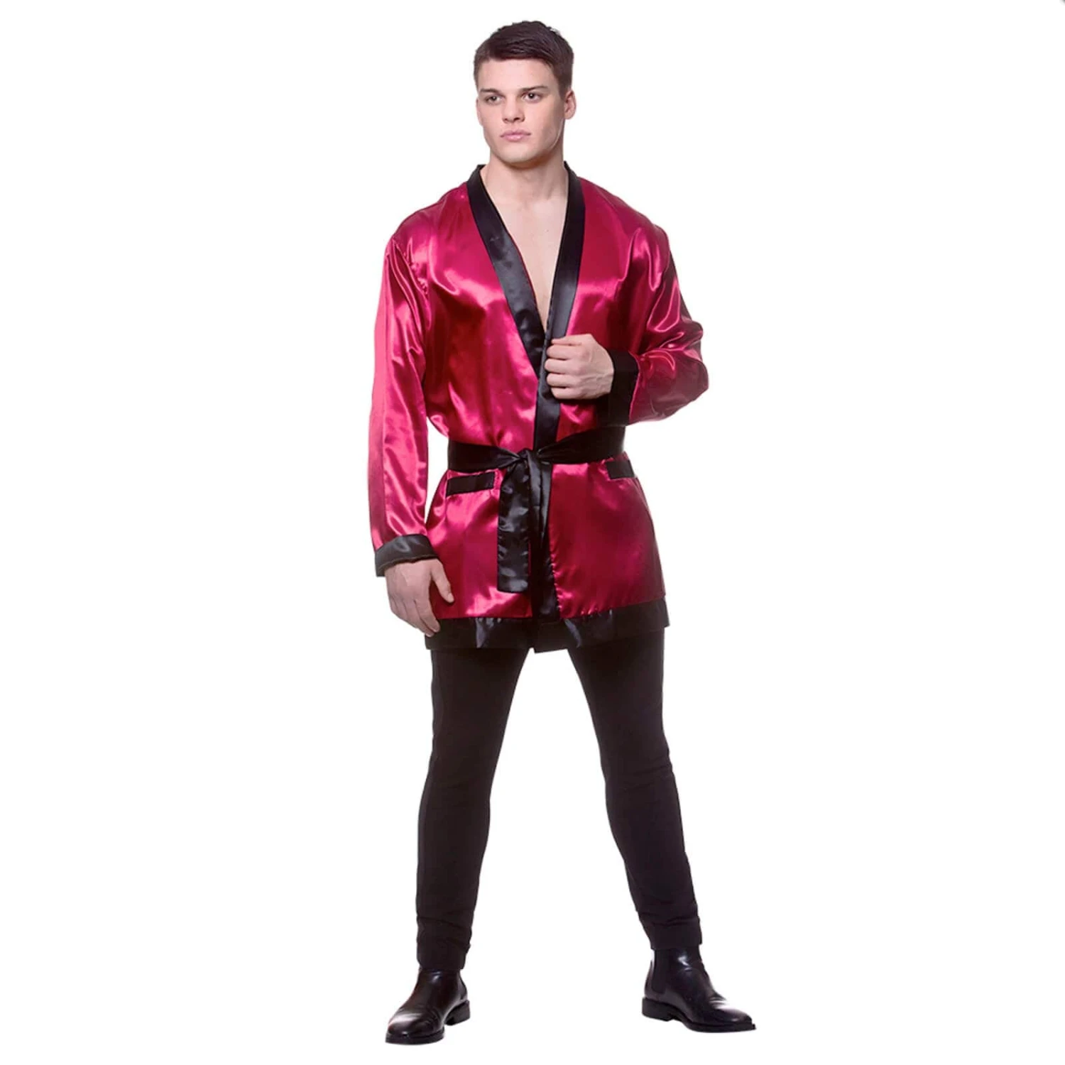 Mens Hollywood Bachelor Costume Red Smoking Jacket Robe Stag Night 3 Mens Hollywood Bachelor Costume Red Smoking Jacket Robe Stag Night