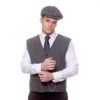 Mens 1920's Gangster Waistcoat & Cap Gatsby Blinders Fancy Dress -Halloween Supply Store EM 3293 opt