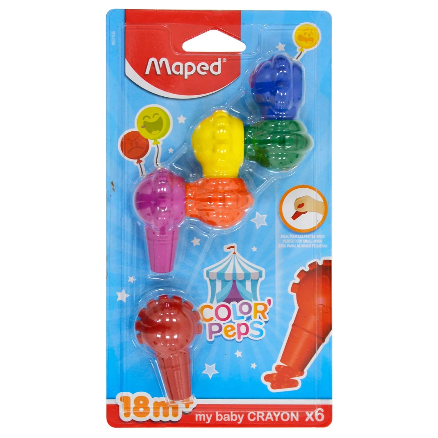 Pack Of 6 Maped Color Peps My Baby Crayons Easy Grip 18m+ 3 Pack Of 6 Maped Color Peps My Baby Crayons Easy Grip 18m+