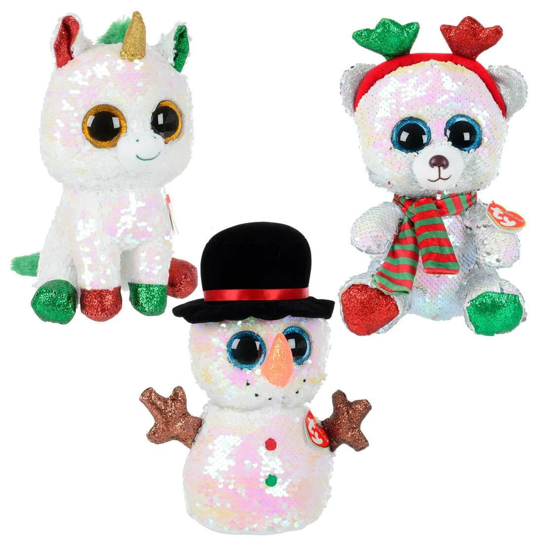 Ty Flippables Christmas Figures Sequins Glitter Eyes 25cm 3 Ty Flippables Christmas Figures Sequins Glitter Eyes 25cm