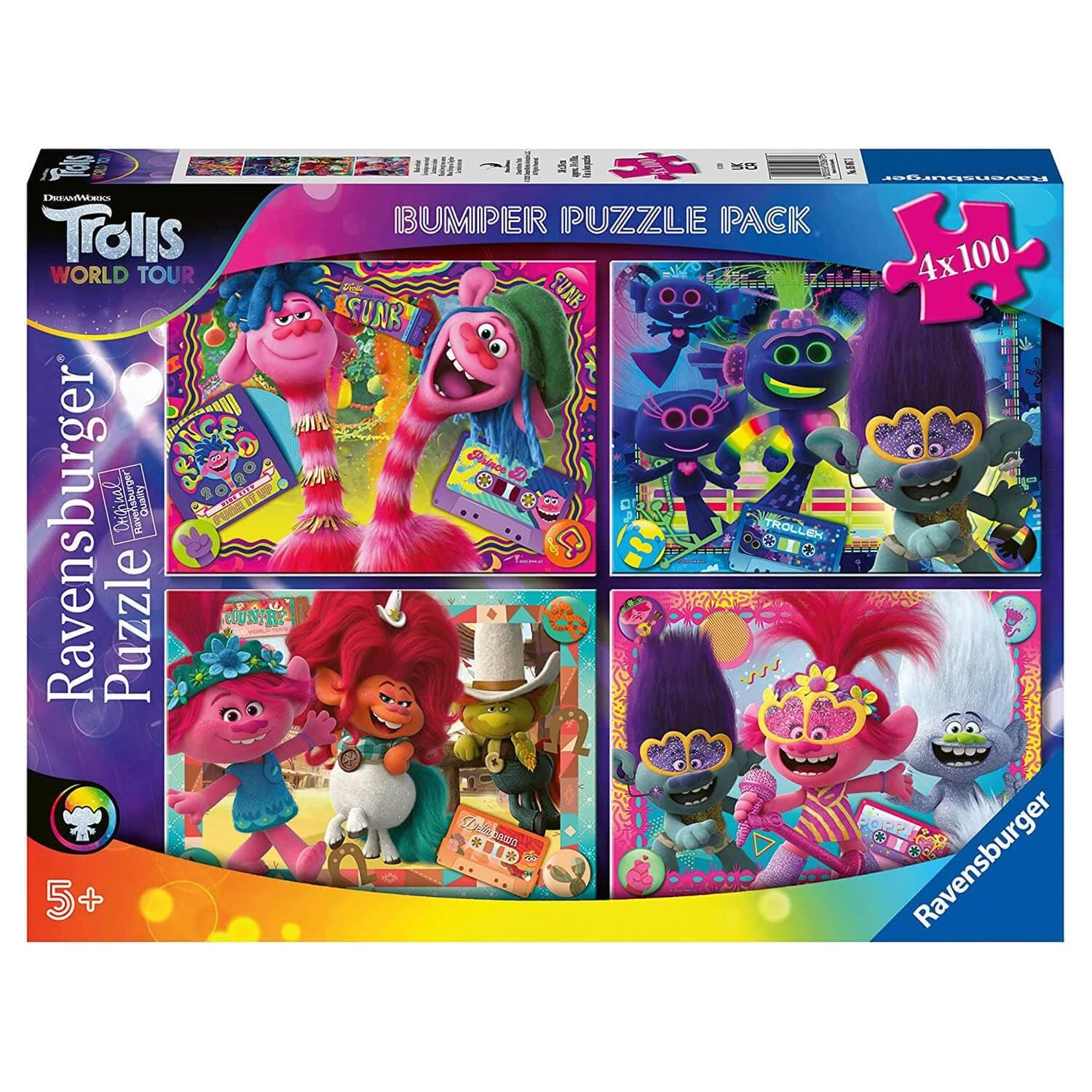 Ravensburger Trolls World Tour Bumper Jigsaw Puzzle Pack 4 X 100 Pieces 3 Ravensburger Trolls World Tour Bumper Jigsaw Puzzle Pack 4 X 100 Pieces