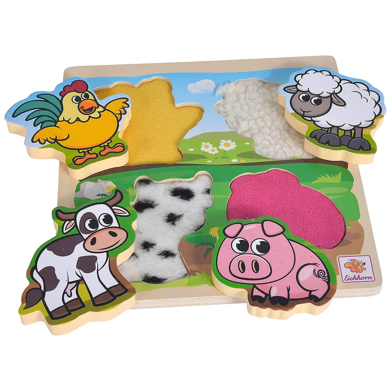 Eichhorn Wooden Puzzle Farm Animals With Fabric 5 Pieces Age 1+ 7 Eichhorn Wooden Puzzle Farm Animals With Fabric 5 Pieces Age 1+ - Image 5