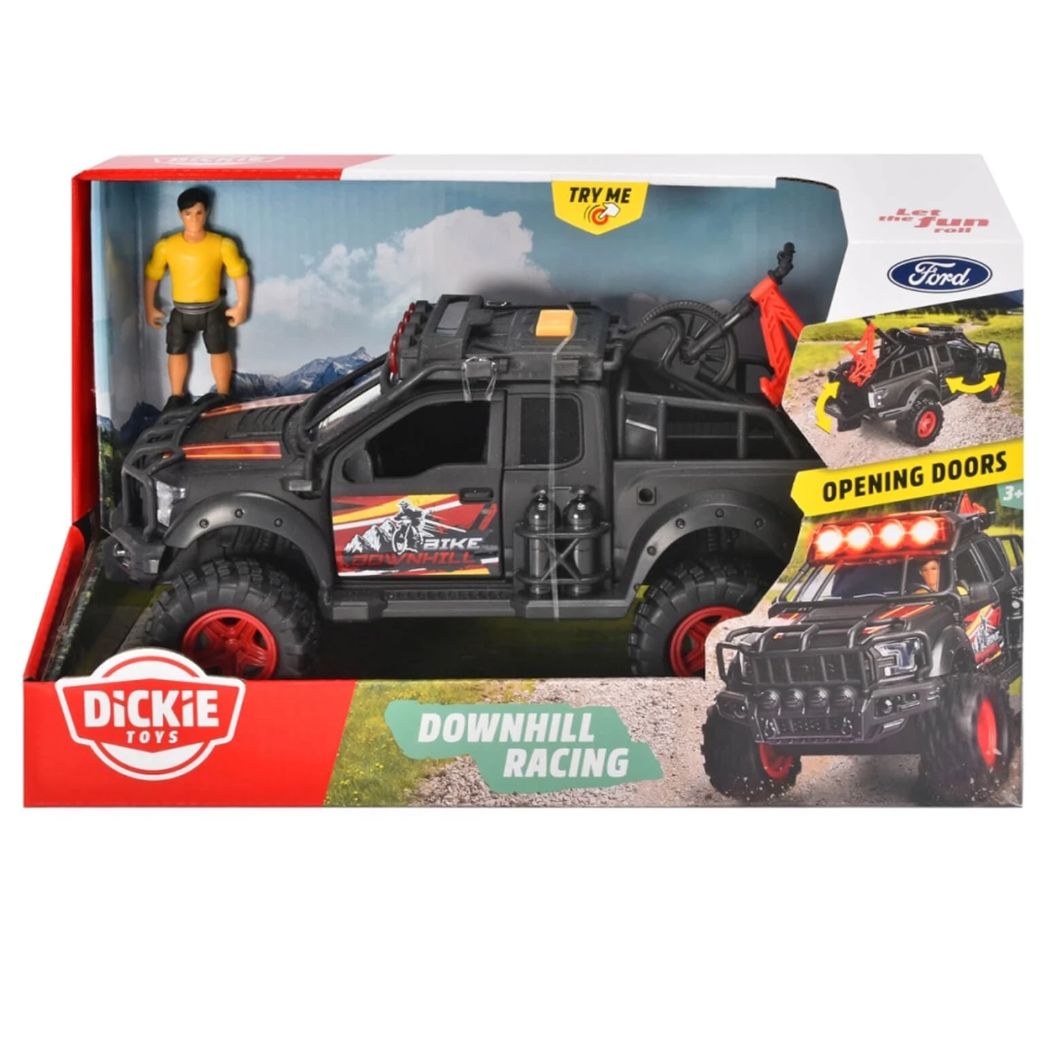 Dickie Toys Downhill Racing Set Ford Raptor Lights Sounds Bike 3 Dickie Toys Downhill Racing Set Ford Raptor Lights Sounds Bike