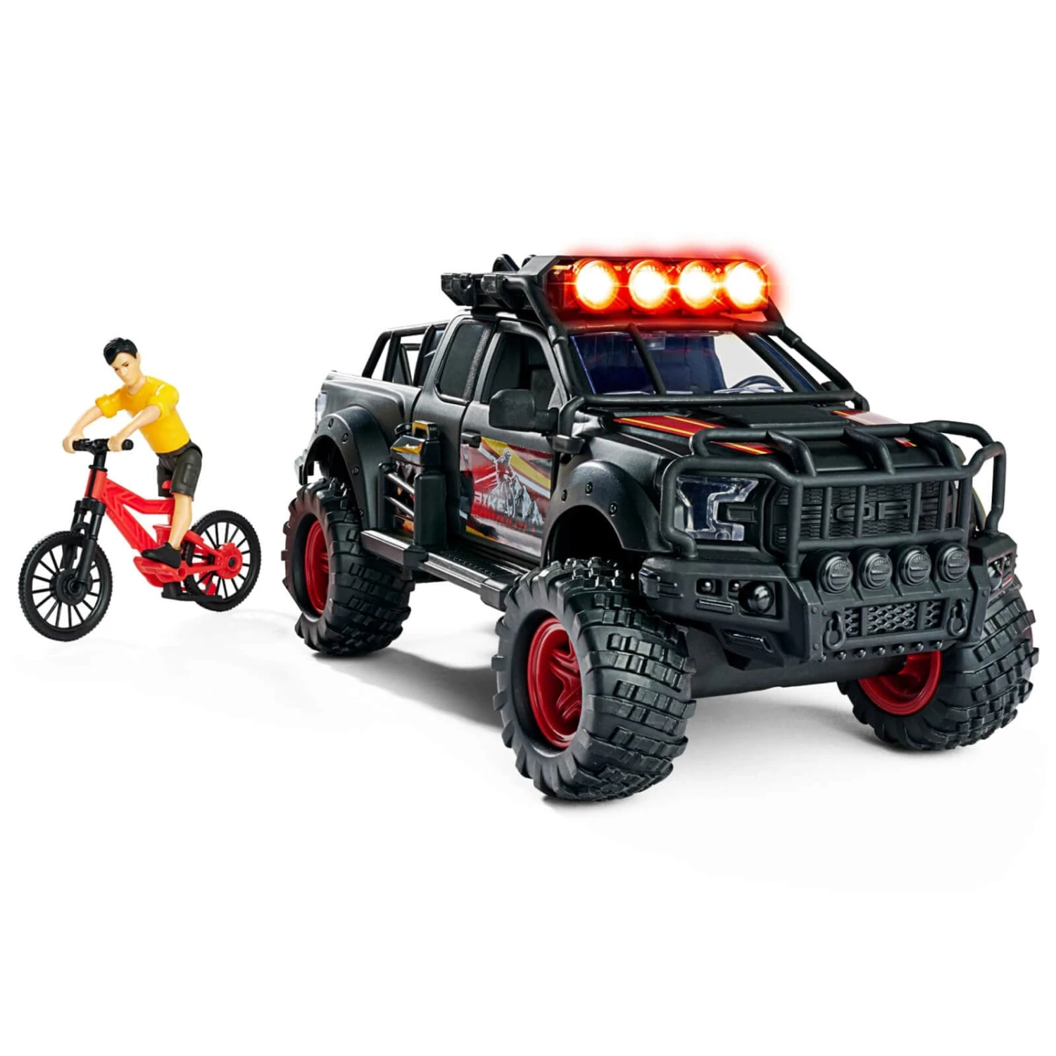 Dickie Toys Downhill Racing Set Ford Raptor Lights Sounds Bike 6 Dickie Toys Downhill Racing Set Ford Raptor Lights Sounds Bike - Image 4
