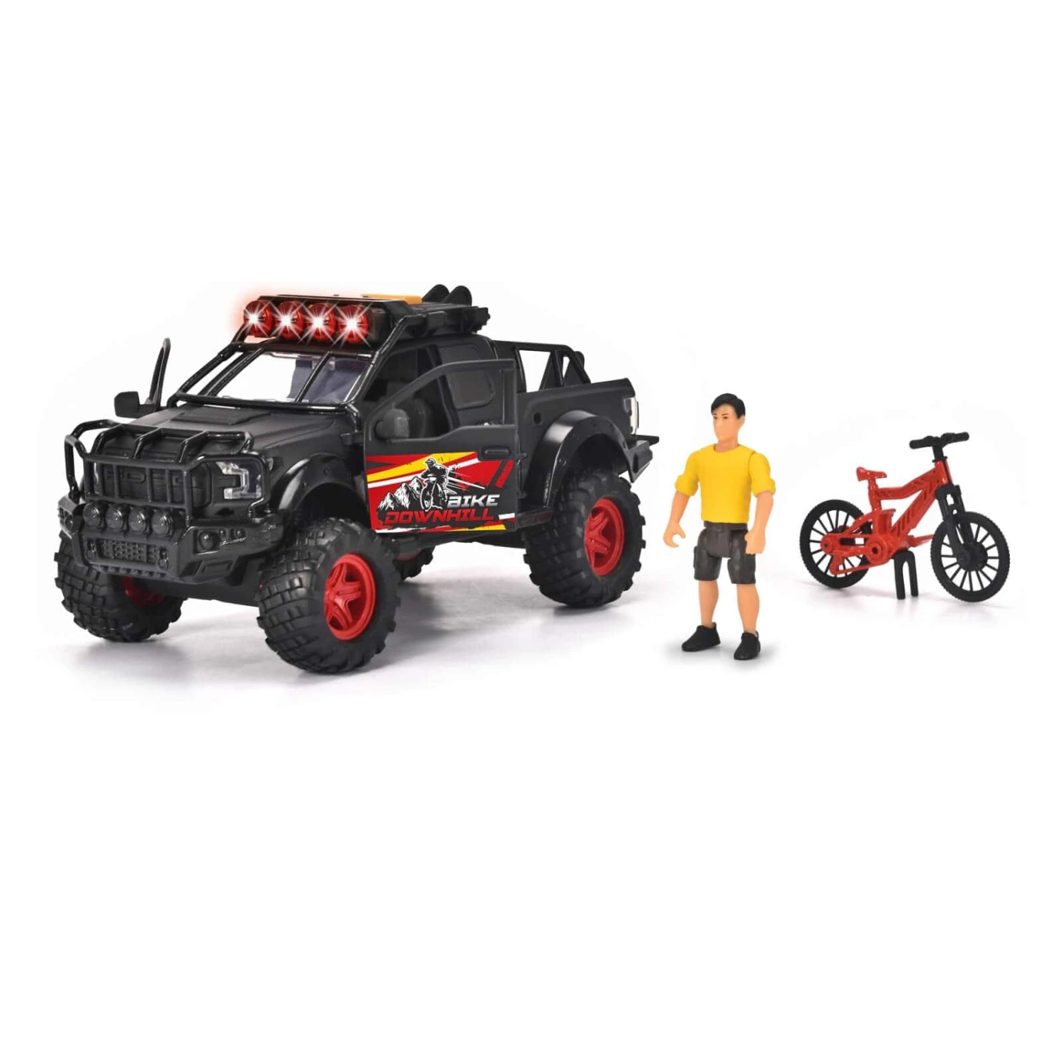 Dickie Toys Downhill Racing Set Ford Raptor Lights Sounds Bike 4 Dickie Toys Downhill Racing Set Ford Raptor Lights Sounds Bike - Image 2