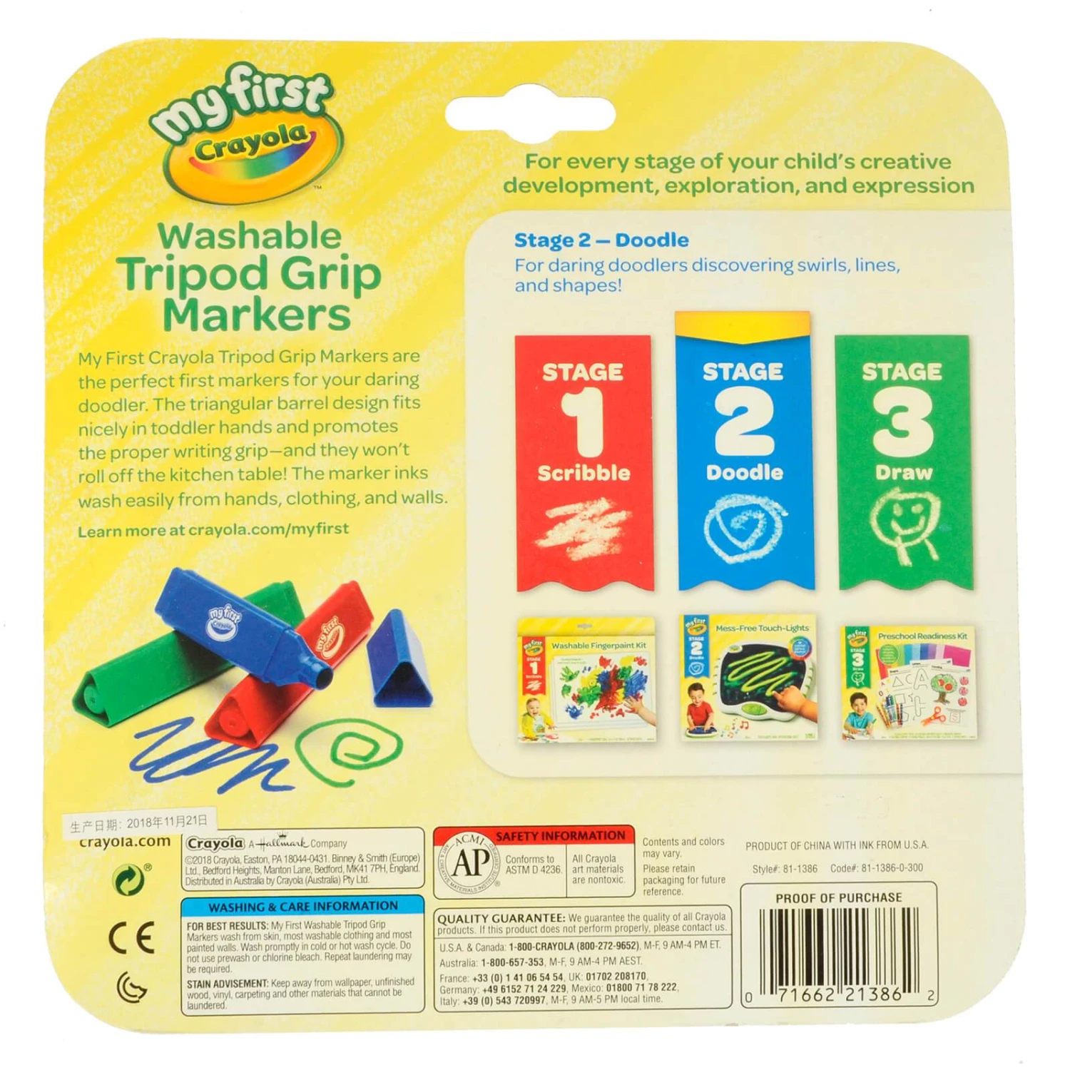 Crayola Tripod Grip Markers Washable Triangle Shape 8 Pack 4 Crayola Tripod Grip Markers Washable Triangle Shape 8 Pack - Image 2