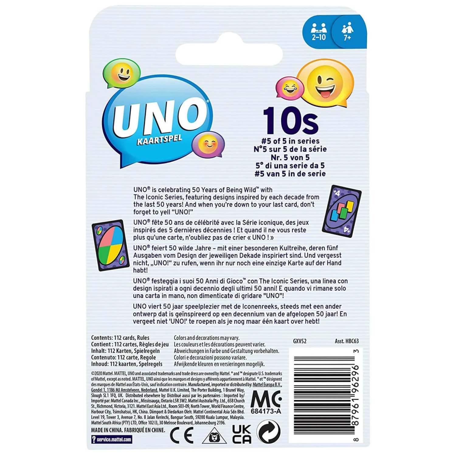 MATTEL Uno Card Game Classic Family Fun 2010s 50th Anniversary Pack 4 MATTEL Uno Card Game Classic Family Fun 2010s 50th Anniversary Pack - Image 2