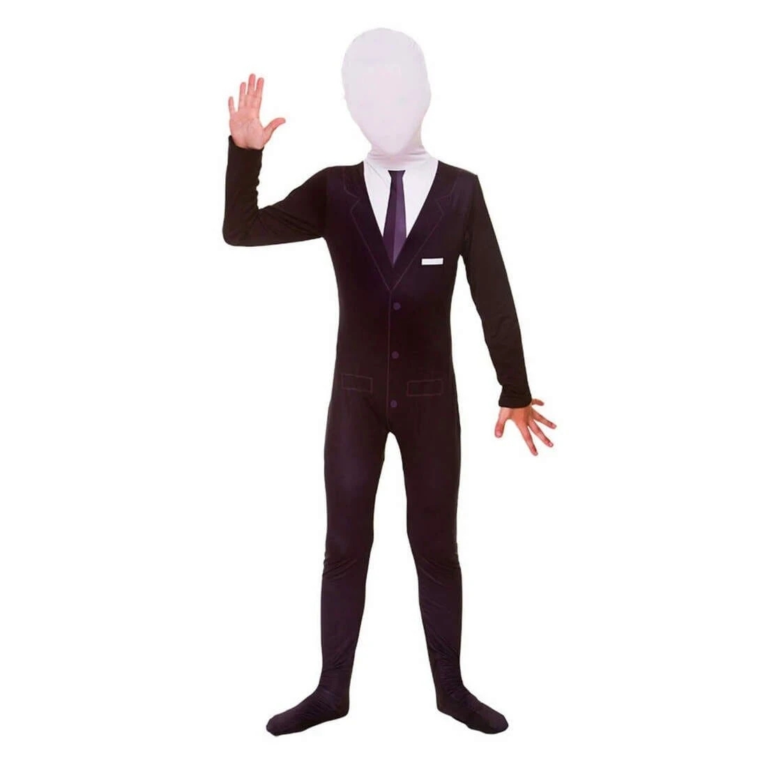 Childs Slenderman Skinz Black Body Suit Fancy Dress Costume 3 Childs Slenderman Skinz Black Body Suit Fancy Dress Costume