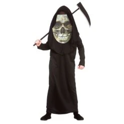 Kids Giant Skull Reaper Death Fancy Dress Costume Halloween