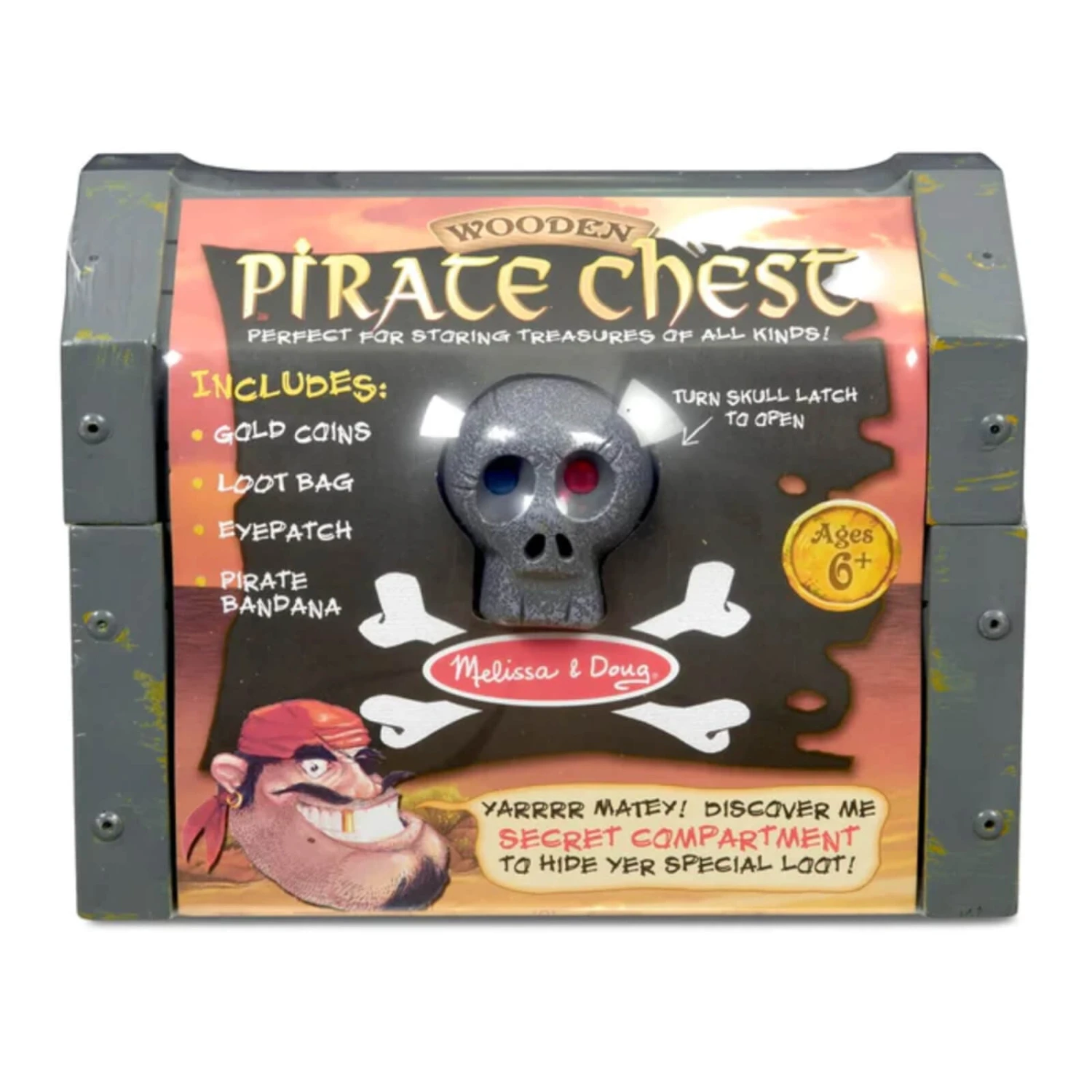 Melissa & Doug Wooden Pirate Chest Set Treasure Eye Patch Bandana 3 Melissa & Doug Wooden Pirate Chest Set Treasure Eye Patch Bandana