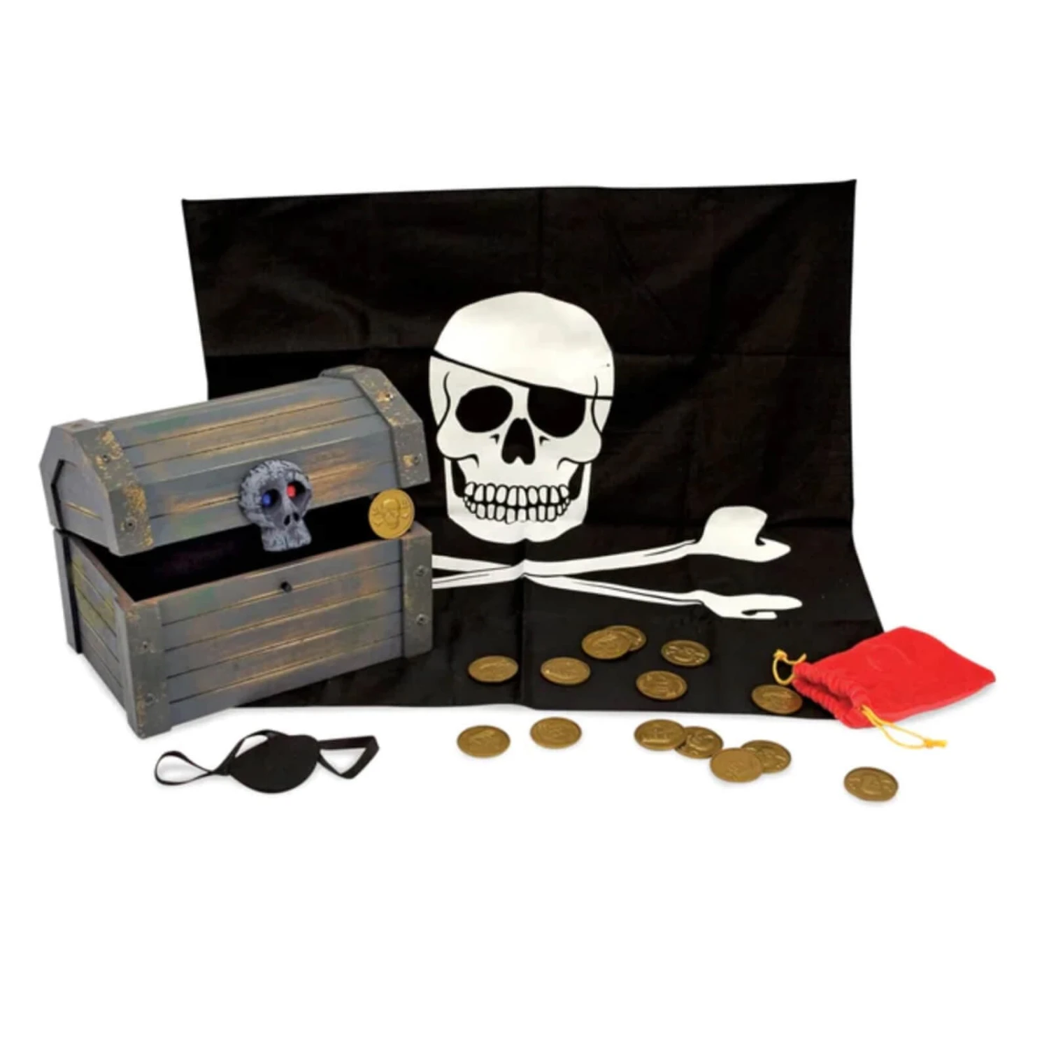 Melissa & Doug Wooden Pirate Chest Set Treasure Eye Patch Bandana 4 Melissa & Doug Wooden Pirate Chest Set Treasure Eye Patch Bandana - Image 2