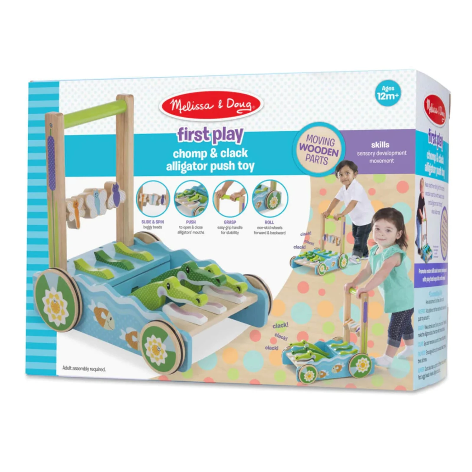 Melissa & Doug Chomp & Clack Alligator Wooden Push Along Toy 3 Melissa & Doug Chomp & Clack Alligator Wooden Push Along Toy