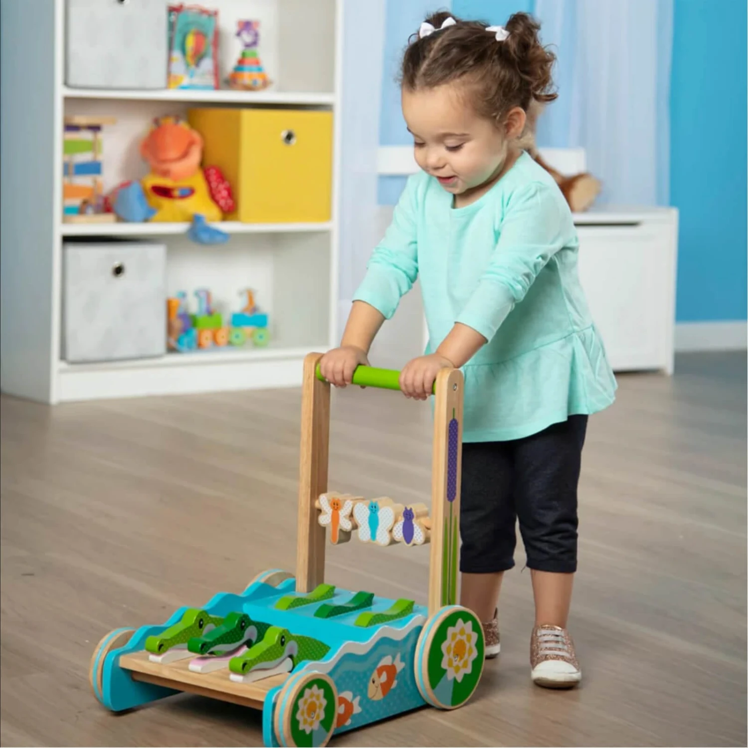 Melissa & Doug Chomp & Clack Alligator Wooden Push Along Toy 6 Melissa & Doug Chomp & Clack Alligator Wooden Push Along Toy - Image 4