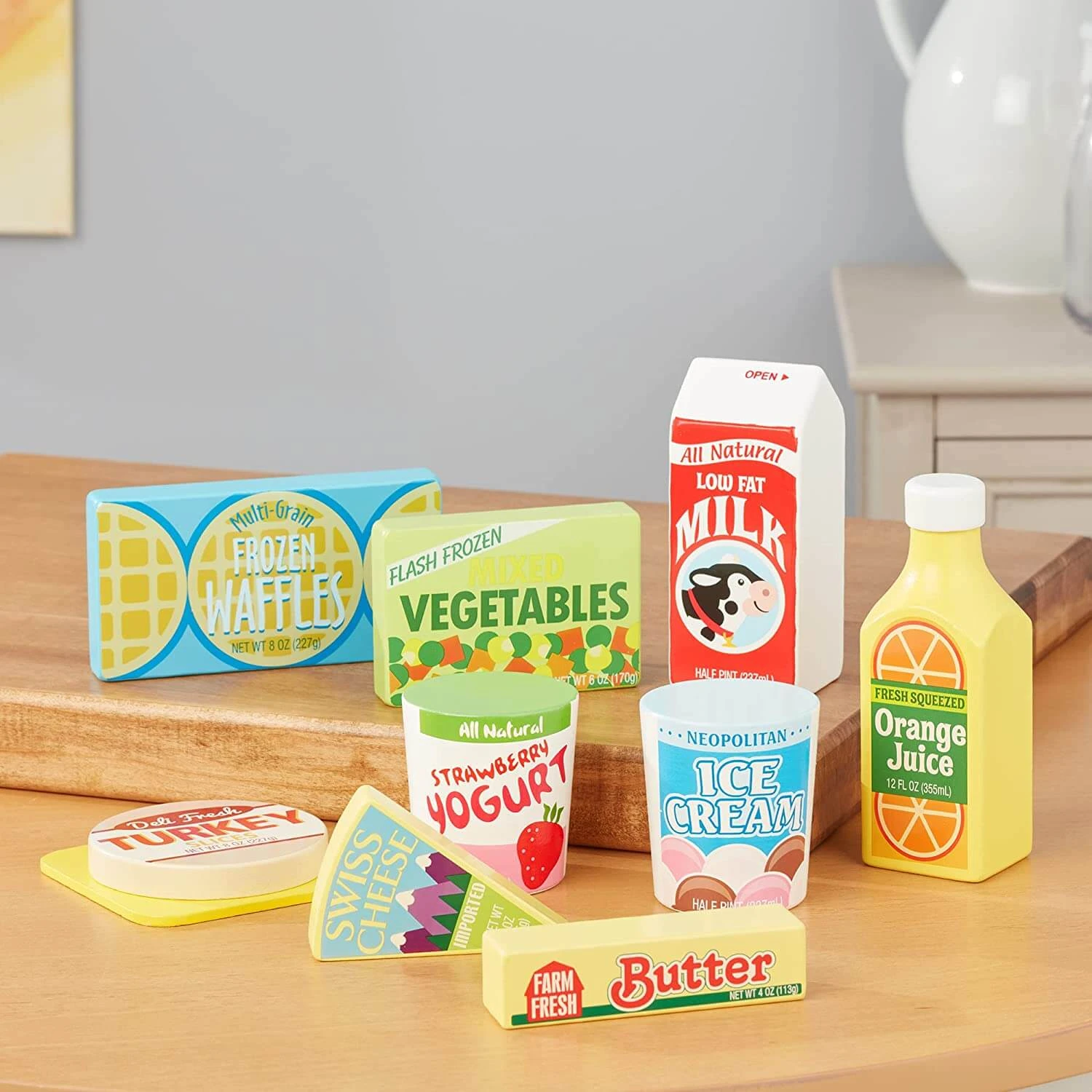 Melissa & Doug Wooden Fridge Food Play Set Hand Painted 9 Pieces 4 Melissa & Doug Wooden Fridge Food Play Set Hand Painted 9 Pieces - Image 2