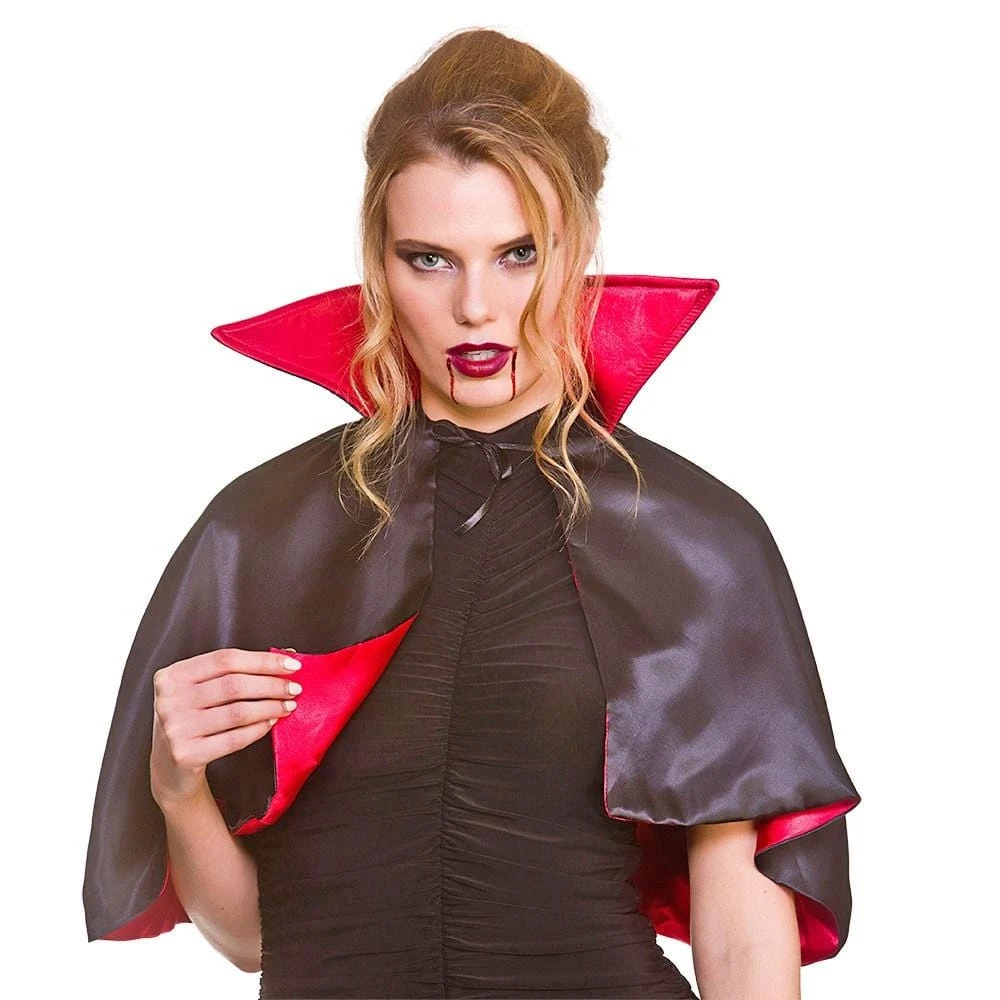 Deluxe Mini Vampire Cape Black Red Fancy Dress Halloween 36cm 3 Deluxe Mini Vampire Cape Black Red Fancy Dress Halloween 36cm