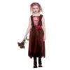 Girls Bride Of The Dead Costume Black Red Dress Roses Veil -Halloween Supply Store HG 6070 opt