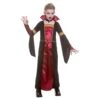 Girls Gothic Vampiress Costume Black Red Satin Dress Choker -Halloween Supply Store HG 6073 opt