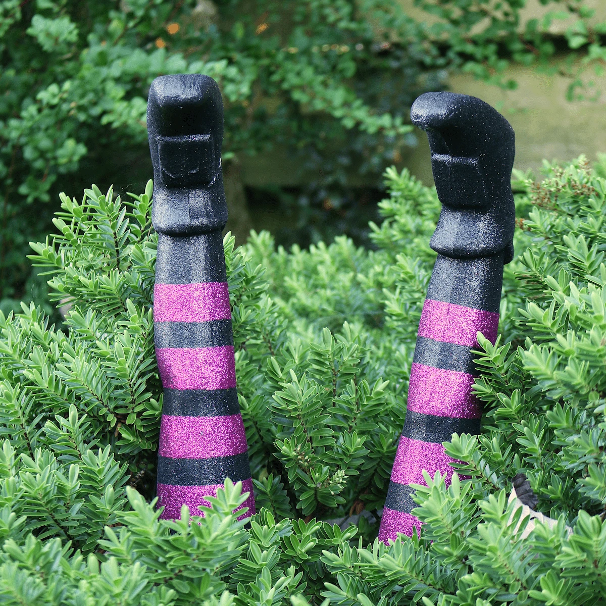 Witch Legs Halloween Decoration Purple Glitter Garden Stakes 45cm 4 Witch Legs Halloween Decoration Purple Glitter Garden Stakes 45cm - Image 2