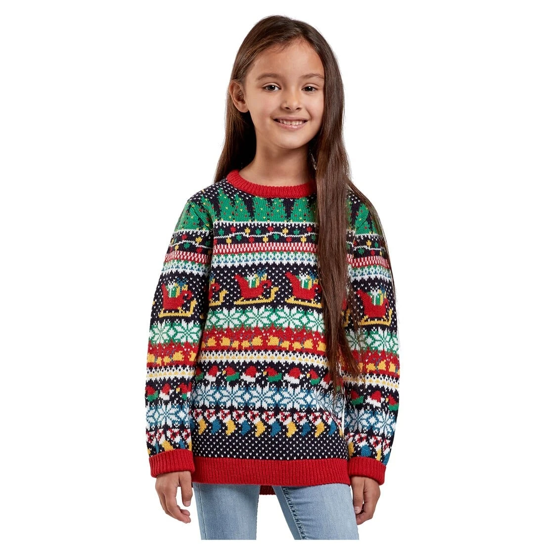 Kids Christmas Jumper Multi Colour Xmas Icon Knit Pattern 4 Kids Christmas Jumper Multi Colour Xmas Icon Knit Pattern - Image 2