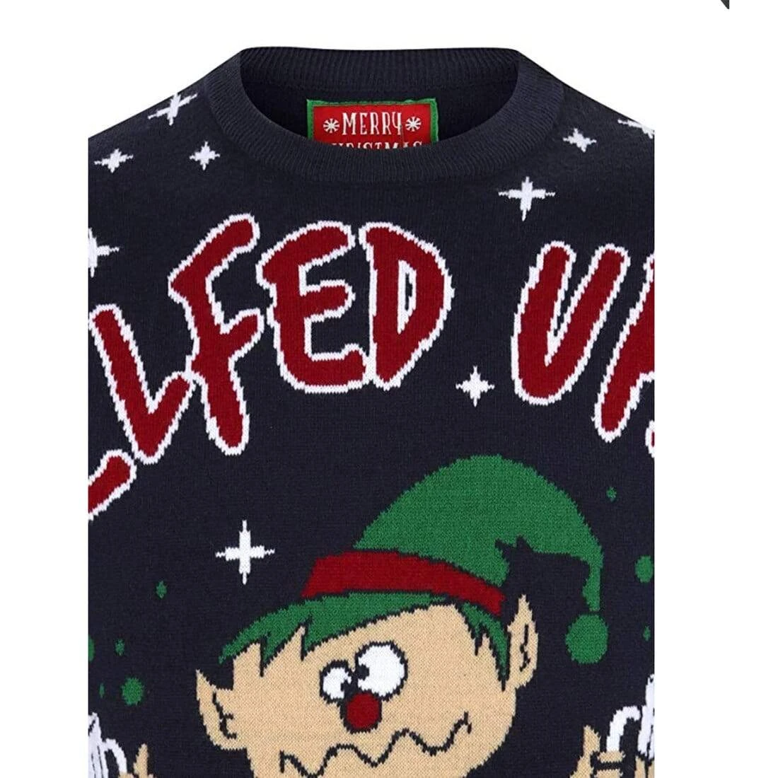 Mens Novelty Christmas Jumper Elfed Up Naughty Booze Elf 5 Mens Novelty Christmas Jumper Elfed Up Naughty Booze Elf - Image 3