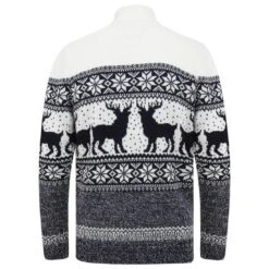 Mens Nordic Pattern Christmas Jumper Fairisle Reindeer 1/4 Zip -Halloween Supply Store SRG1A14231 F 2 opt 21741.1601298092.1100.1100