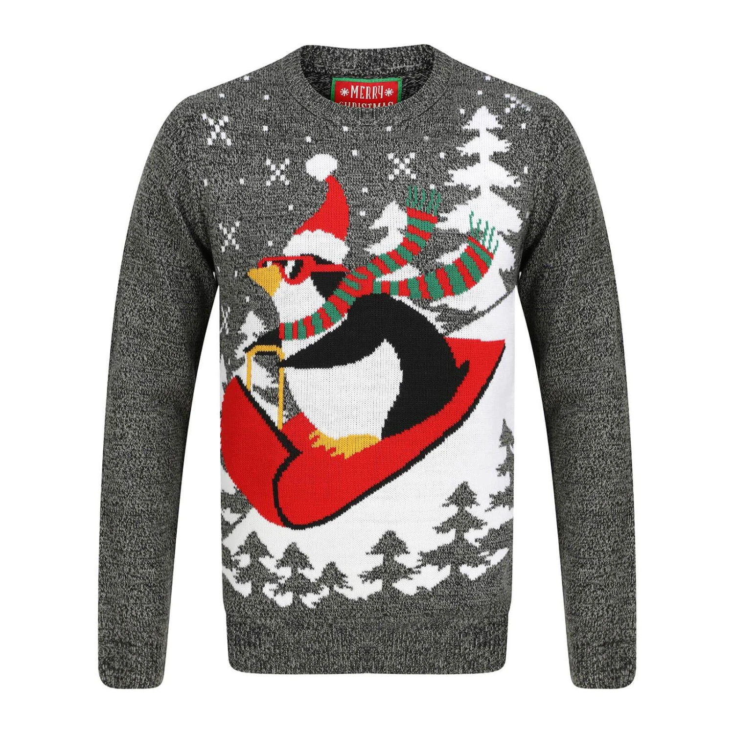 Mens Penguin Christmas Jumper With Red Sledge 3 Mens Penguin Christmas Jumper With Red Sledge