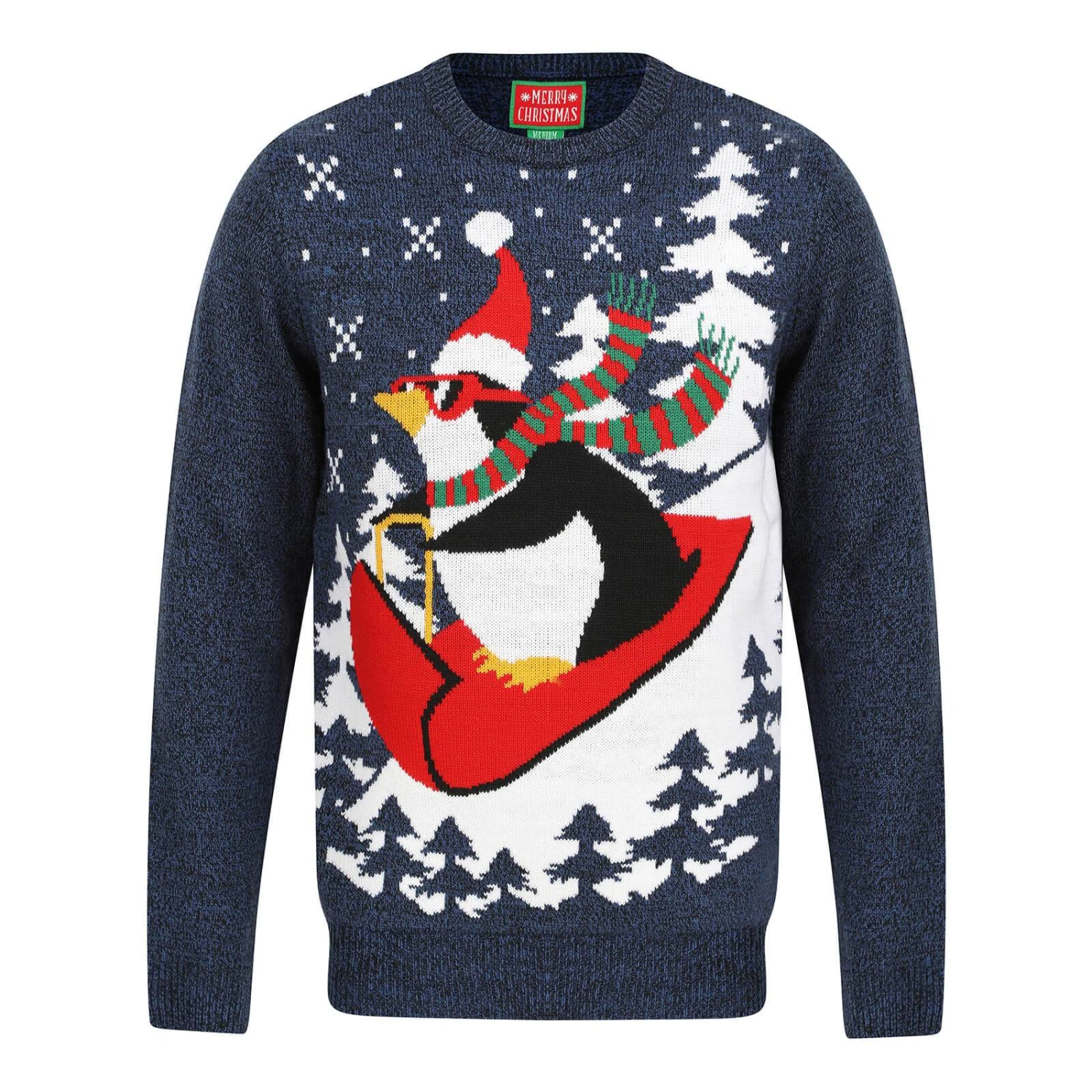 Mens Penguin Christmas Jumper With Red Sledge 5 Mens Penguin Christmas Jumper With Red Sledge - Image 3