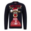 Mens Classic Rudolph Faux Fur Christmas Jumper 3D Pom Pom -Halloween Supply Store SRG1A17389 A.opt