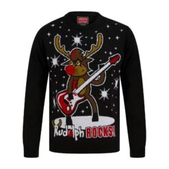 Mens LED Rudolph Rocks Christmas Jumper 3D Nose -Halloween Supply Store SRG1A17391 A.opt