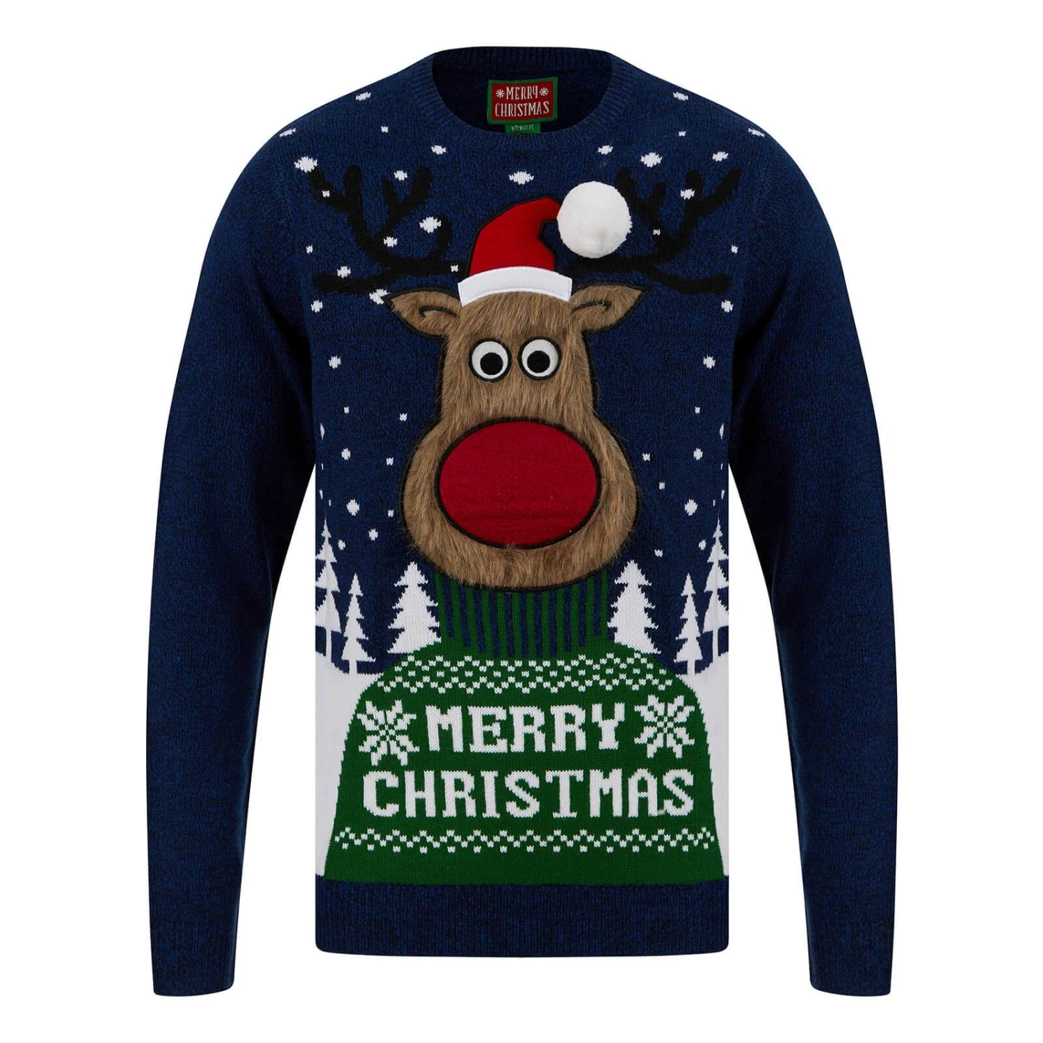 Mens Merry Reindeer Fluffy Rudolph Christmas Jumper 5 Mens Merry Reindeer Fluffy Rudolph Christmas Jumper - Image 3