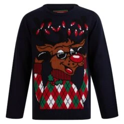 Kids Reindeer Christmas Jumper Cool Sunglasses Rudolph -Halloween Supply Store SRG2A17152 A 1.opt