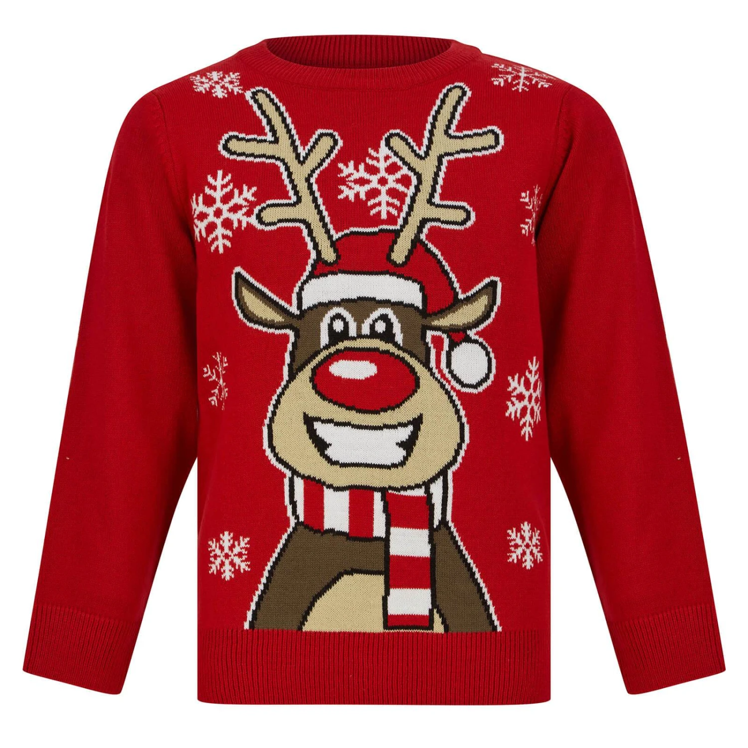 Kids Happy Reindeer Christmas Jumper Snow Rudolph Red Black 3 Kids Happy Reindeer Christmas Jumper Snow Rudolph Red Black