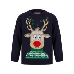 Kids LED Faux Fur Rudolph Christmas Jumper Light Up 8 Kids LED Faux Fur Rudolph Christmas Jumper Light Up -Halloween Supply Store SRG2A17411 A.opt
